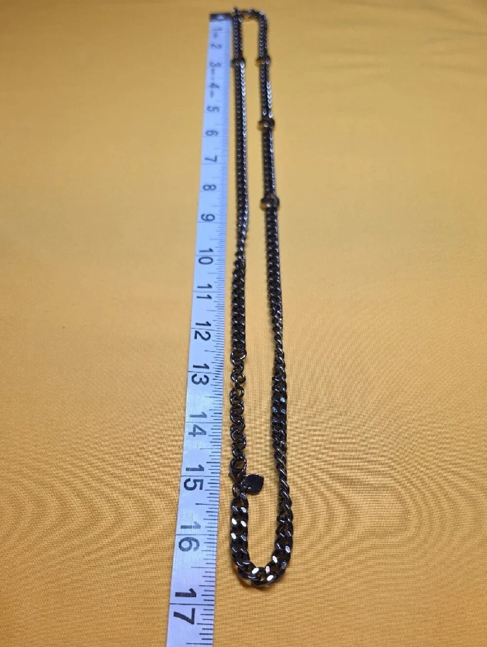 Chunky Black Curb Chain Necklace Gold Crystal Accents 33” Vintage Boutique Heavy